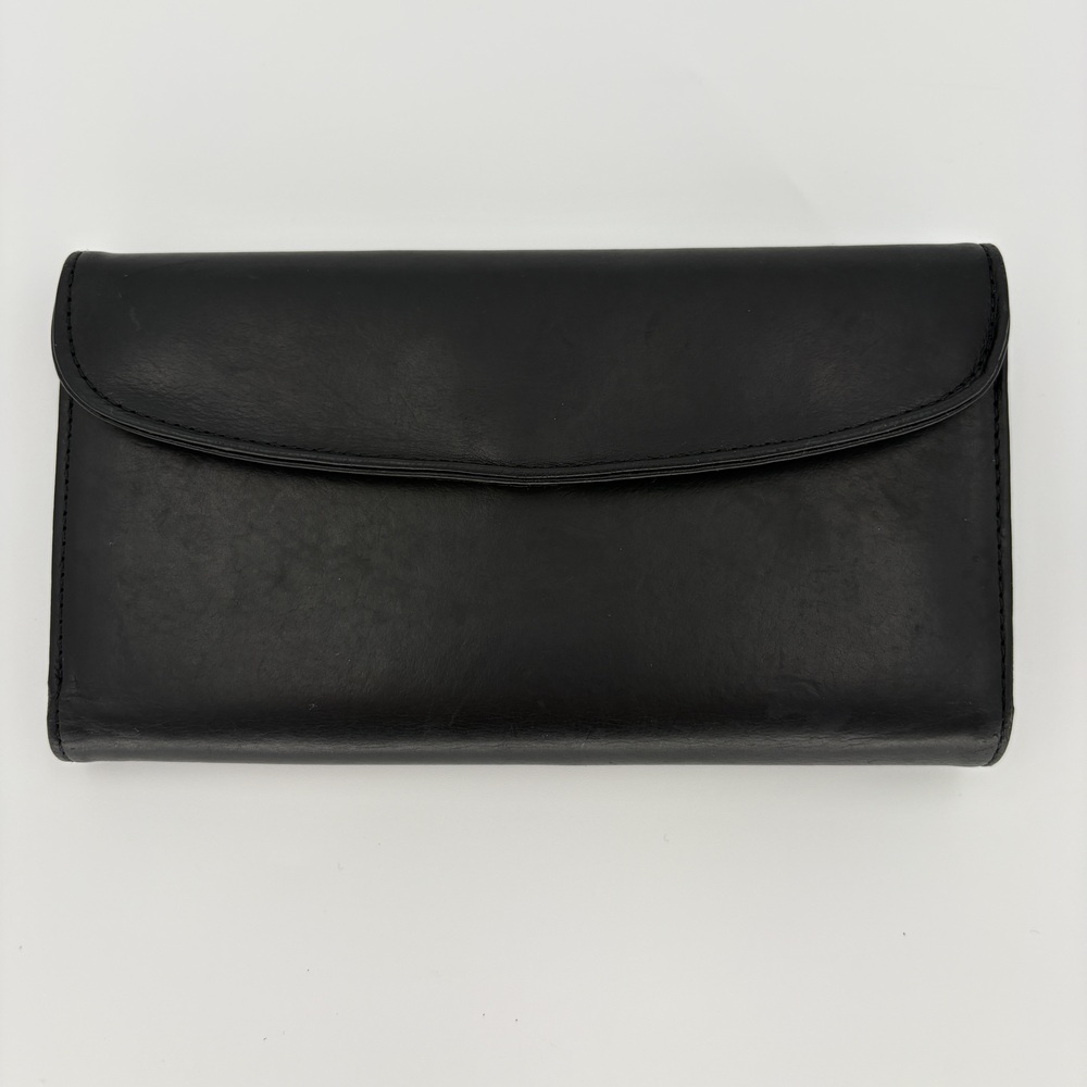 Vintage Coach Black Glove Tanned Leather Trifold Long Wallet Organizer - Picture 11 of 12